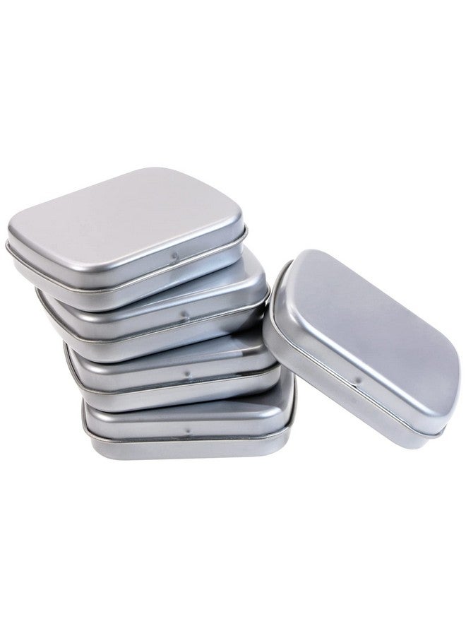 Mini Skater Small Metal Portable Storage Box, Mini Rectangle Empty Hinged Tins With Lid, Home Organizer For Drawing Pin, Pills, Candies, Earring And Jewelry Craft, Silver Grey (4) - Image 1