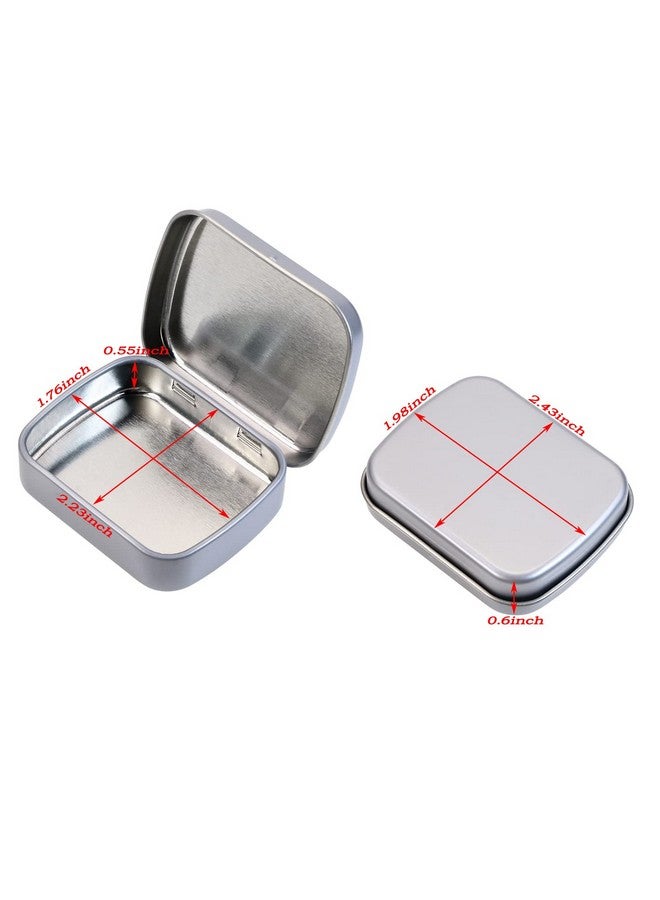 Mini Skater Small Metal Portable Storage Box, Mini Rectangle Empty Hinged Tins With Lid, Home Organizer For Drawing Pin, Pills, Candies, Earring And Jewelry Craft, Silver Grey (4) - Image 2