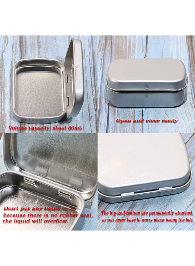 Mini Skater Small Metal Portable Storage Box, Mini Rectangle Empty Hinged Tins With Lid, Home Organizer For Drawing Pin, Pills, Candies, Earring And Jewelry Craft, Silver Grey (4) - Image 3