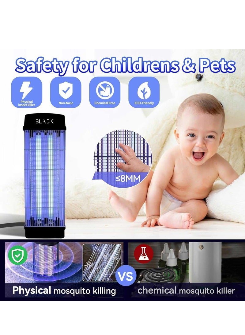 Black Mosquito Killer and Bug Zapper with Attractant Bait Refill and Hanging Chain, 3800V Electric Insect Trap with Dual 2 × 20W UV Lights, Indoor and Outdoor Pest Control - Image 3
