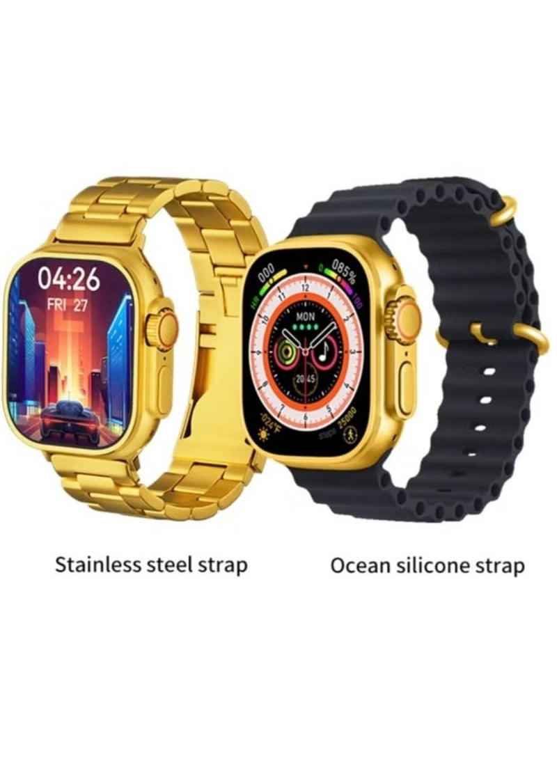 Generic - Smart Watch  Golden Edition With Health Fitness Tracker Sport Watch  Supports 7 addition Wrist Strap 49MM-Multicolour - Image 1
