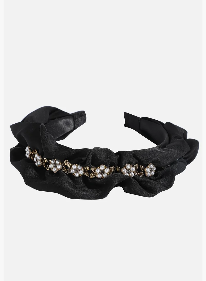SOHI Trendy Western Wear Fabric and Metal Hair Band with Pearls For Women