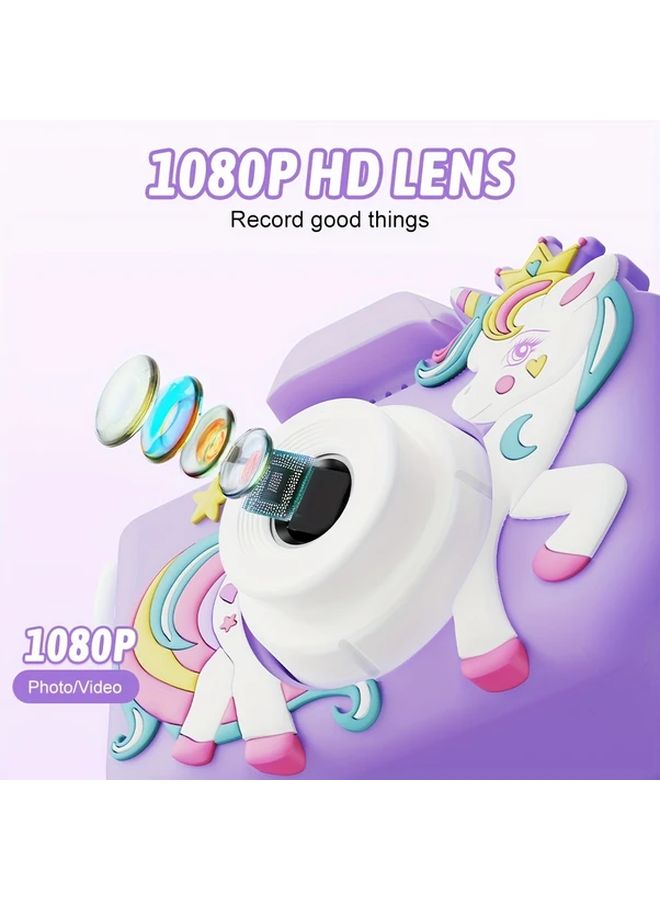Rivgot Purple Unicorn Digital Camera 2MP HD USB Charging Time Lapse MP3 Game Kids Gift - Image 4