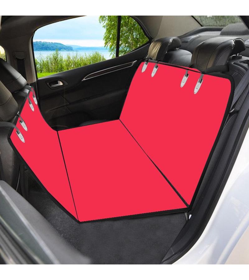 Dog Car Seat Cover Comfortable Washable For Travel Back Seat Outdoor Red - Image 3