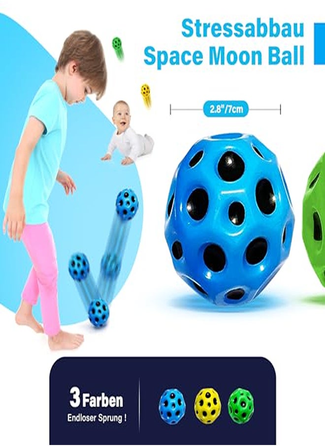 Pack of 3 Astro Jump Ball, Space Balls, Moon Ball, 7 cm High Jumping Rubber Ball, High Jumping Rubber Ball, Space Moonball, Mini Bounce Ball, Super High Bouncing Lightweight Jumping Ball, Bouncing  - Image 2