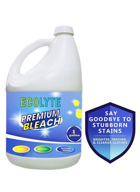 Ecolyte Premium Bleach 1 Gallon, For White Clothes Removes Tough Stains Brighter Whites Ideal for Bathroom Taps  Basins Showers & Toilet Cleaner