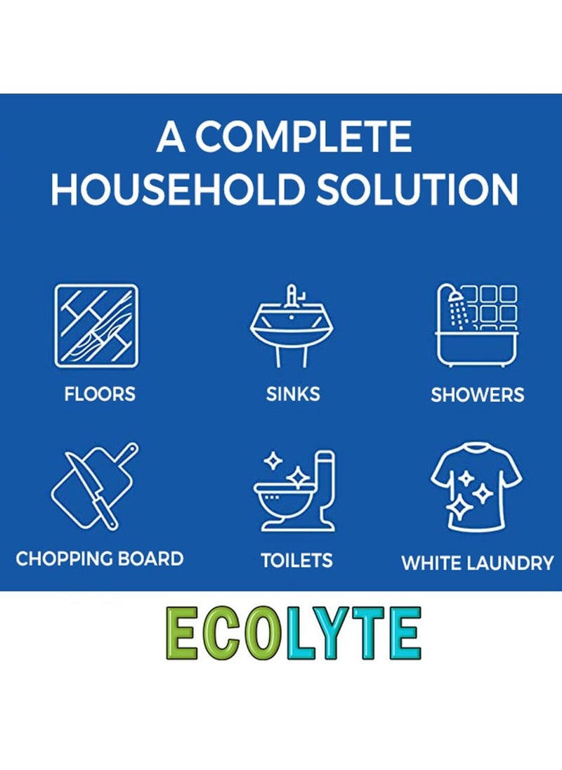 Ecolyte Premium Bleach 1 Gallon, For White Clothes Removes Tough Stains Brighter Whites Ideal for Bathroom Taps  Basins Showers & Toilet Cleaner