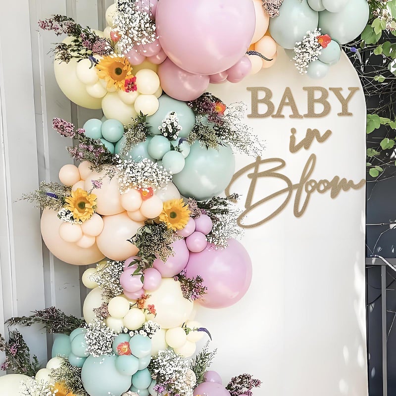 MASTRON Baby in Bloom Sign, 16â€x24â€ Felt Letter Baby Shower Sign Baby in Bloom Party Decor Backdrop for Boy or Girl Baby Shower Gender Reveal 1st Birthday - Gillter Gold - Image 5