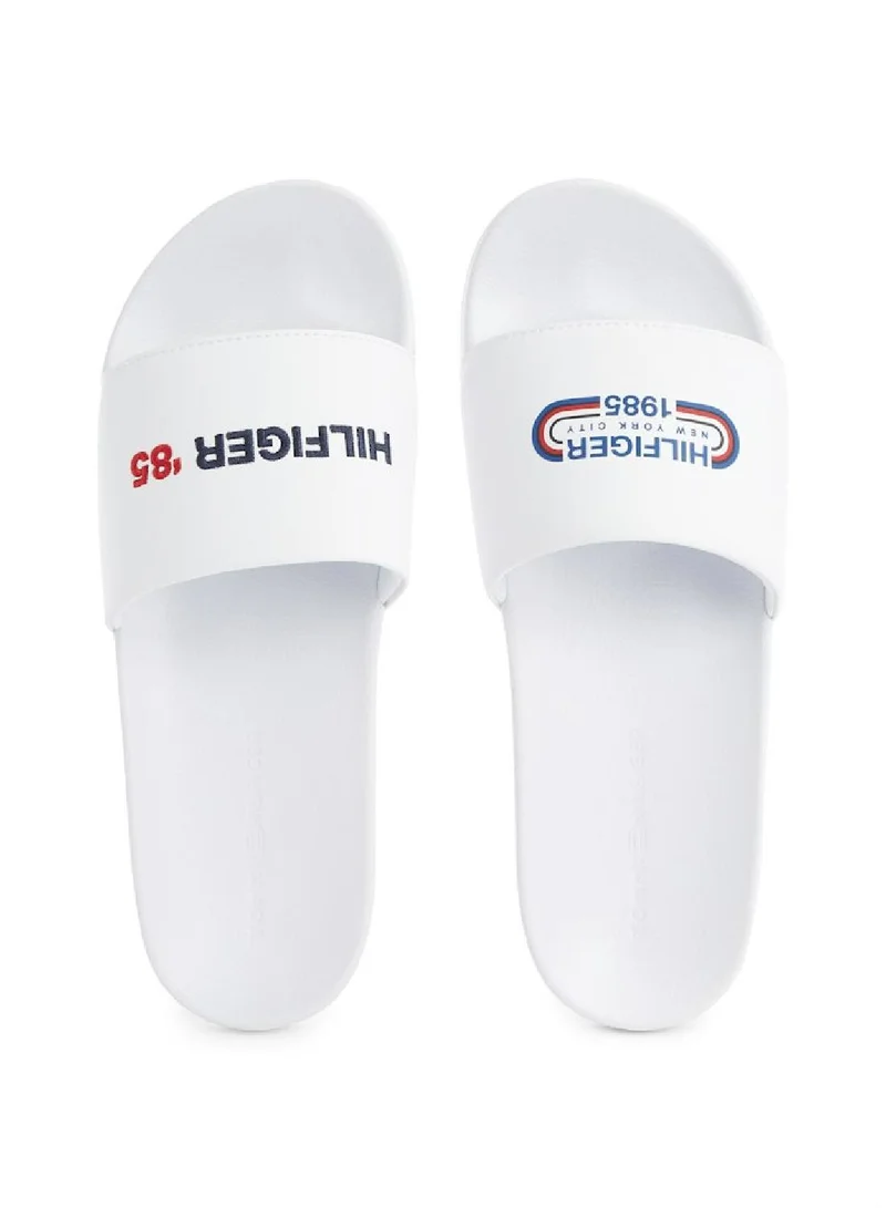 TOMMY HILFIGER Men's Hilfiger 1985 Pool Slides/ Flip Flops - Polyurethane, White
