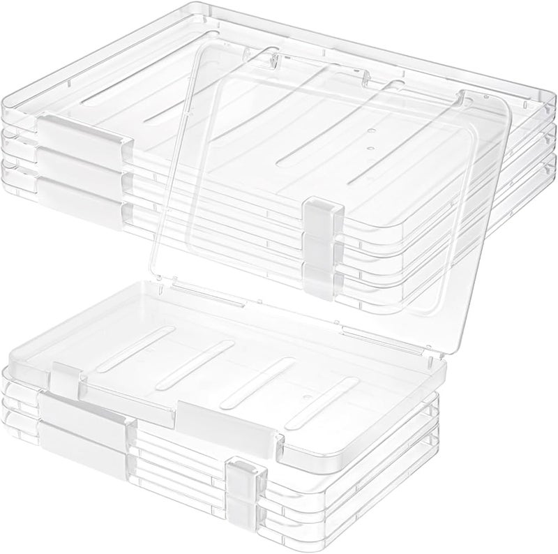 Excefore 6 Pcs Portable Clear Plastic A4 A5 Document Storage Boxes, Multi-Purpose File Folder Organizers for Office, Craft, Art Supplies, Magazines, Project Files Holder (3 A4+3 A5) - Image 1