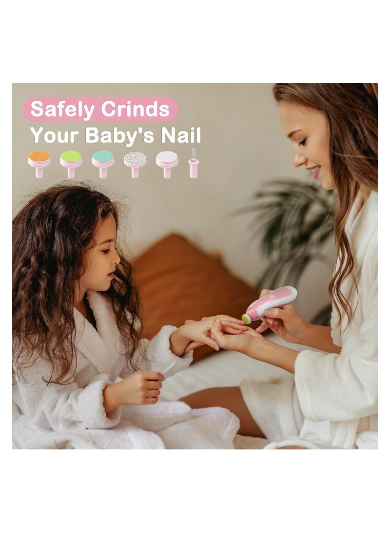 Baby Nail Trimmer, Upgraded Electric Baby Nail Clipper, Baby Nail File with LED Light for Newborn Toddler & Kids Toes and Fingernails - Care, Polish & Trim (PINK) - Image 3