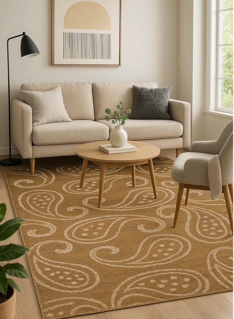 لوفت تاماراي،سجادة،120×170سم،قماش،صناعة مصرية،ذهبي-مضاد للانزلاق-84-GB4-Y - Image 1