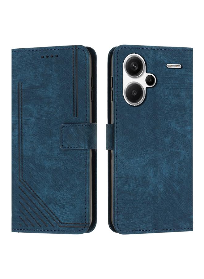 The Bros Case For Xiaomi Redmi Note 13 Pro+ Skin Feel Stripe Pattern Leather Phone Case with Long Lanyard