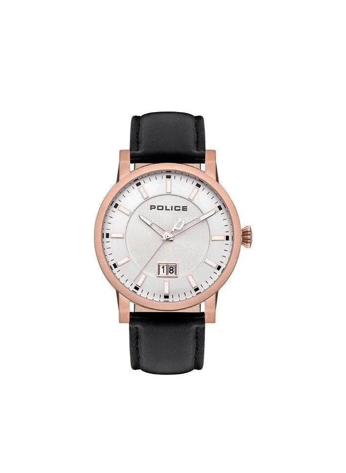 بوليس Police Collin Analog Silver Dial Black Leather Watch For Men