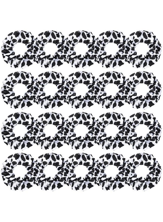 WILLBOND 20 Pieces Cow Print Scrunchies Cow Hair Scrunchies Woman Scrunchy Hair Ties Elastic Silk Satin Scrunchies Hairband Scrunchy Ponytail Holder for Player Team Party Hair Accessories(Black) - Image 1