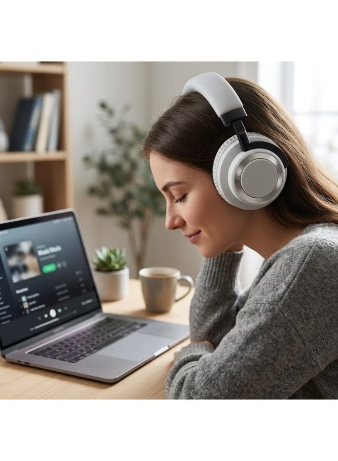 SODO SD-1005 Wireless Bluetooth Over-Ear Headphones with Bluetooth 5.1, TF Card Slot, Built-In Microphone, Foldable Design, 6–8 Hours Playtime – Light Grey - Image 5