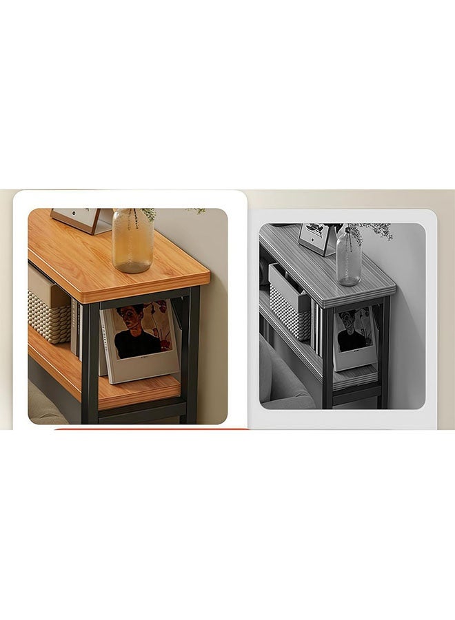 ليدين طاولة وحدة تحكم ضيقة ذات مستويين مع مساحة تخزين وطاولة أريكة طويلة جدًا خلف الأريكة أو المدخل (إطار خشبي أسود اللون) - Image 2