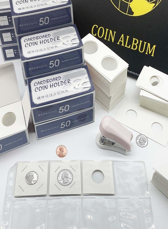 Xxmbbjy 3 Assorted Sizes 150 Pieces Coin Flips 2" x 2" Cardboard Coin Holders Mylar Coin Flips for Colletors Coin Collection Supplies for Penny, Nickel, Quarter Collecting (20.5mm, 23mm, 25mm) - Image 5