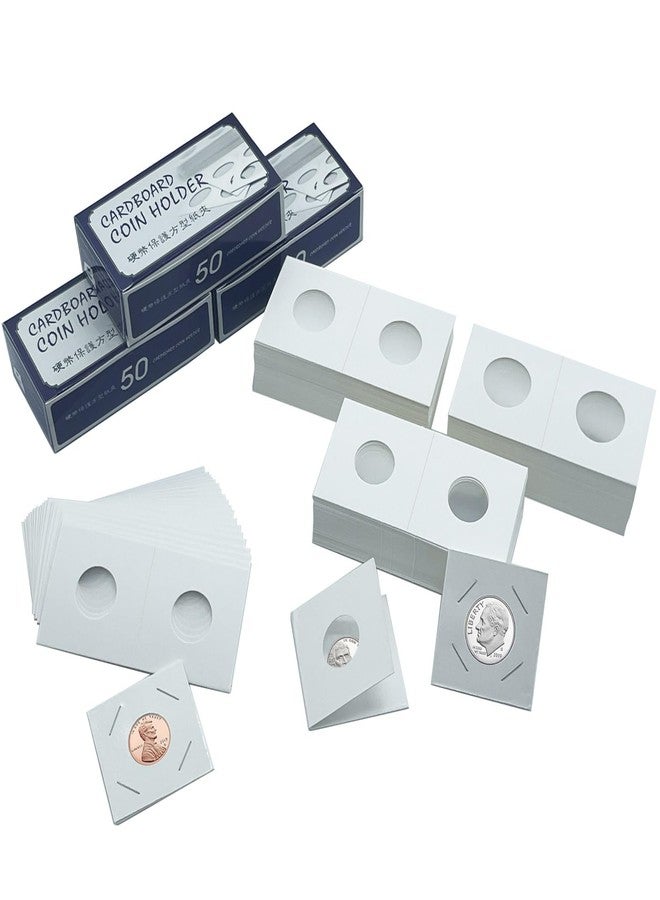 Xxmbbjy 3 Assorted Sizes 150 Pieces Coin Flips 2" x 2" Cardboard Coin Holders Mylar Coin Flips for Colletors Coin Collection Supplies for Penny, Nickel, Quarter Collecting (20.5mm, 23mm, 25mm) - Image 1