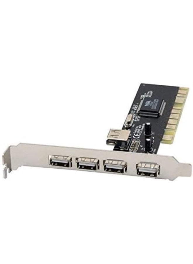 5-Port USB 2.0 PCI Expansion Card – Desktop USB Adapter (4 External + 1 Internal) - Image 2