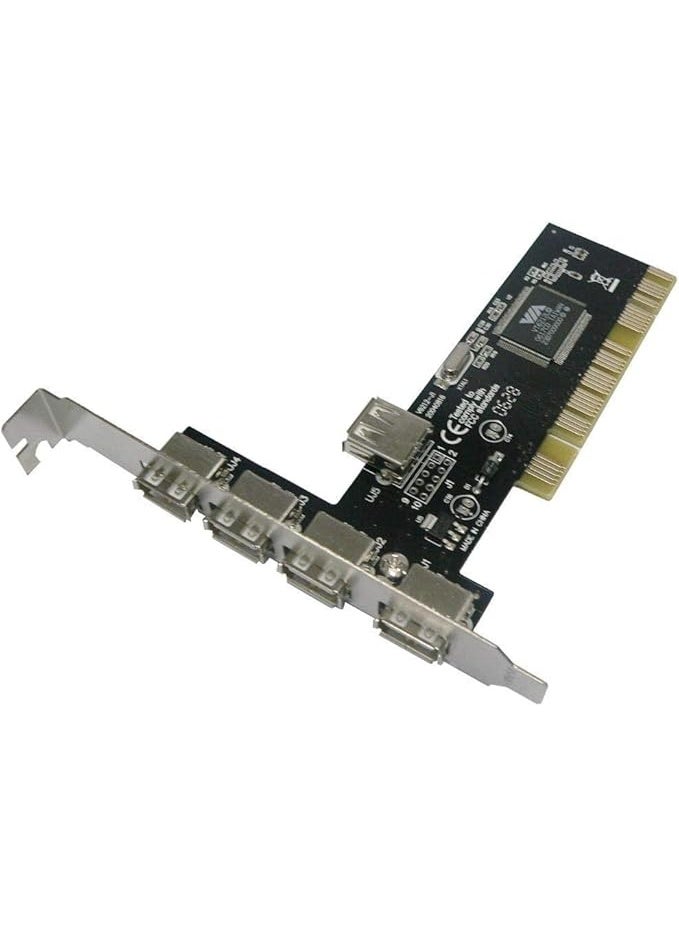5-Port USB 2.0 PCI Expansion Card – Desktop USB Adapter (4 External + 1 Internal) - Image 3
