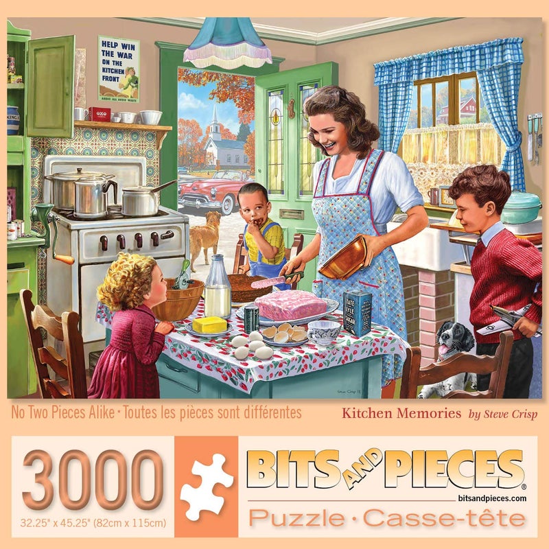Bits and Pieces – 3000 Piece Jigsaw Puzzle for Adults – Kitchen Memories - Old Fashioned Classic Family Baking Kitchen Jigsaw Puzzle by Artist Steve Crisp, Completed Puzzle Size: 26" x 39" - Image 2
