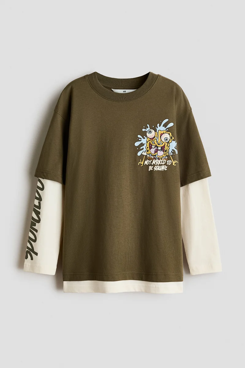 Printed long-sleeved T-shirt
