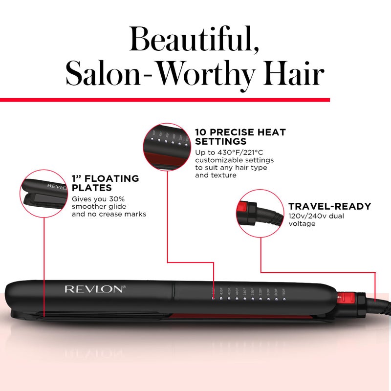 REVLON Smoothstay 1 Inch Hair Straightener - Coconut Oil Infused Flat Iron Helps Enhance Shine & Smoothness, Reduces Frizz, Sleek Straight Hair - Image 5