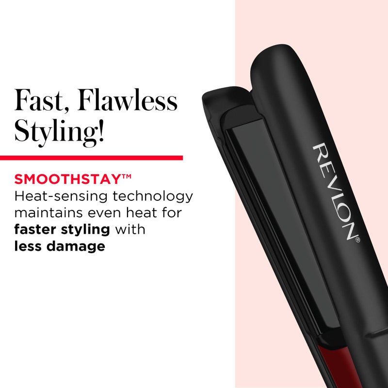 REVLON Smoothstay 1 Inch Hair Straightener - Coconut Oil Infused Flat Iron Helps Enhance Shine & Smoothness, Reduces Frizz, Sleek Straight Hair - Image 4
