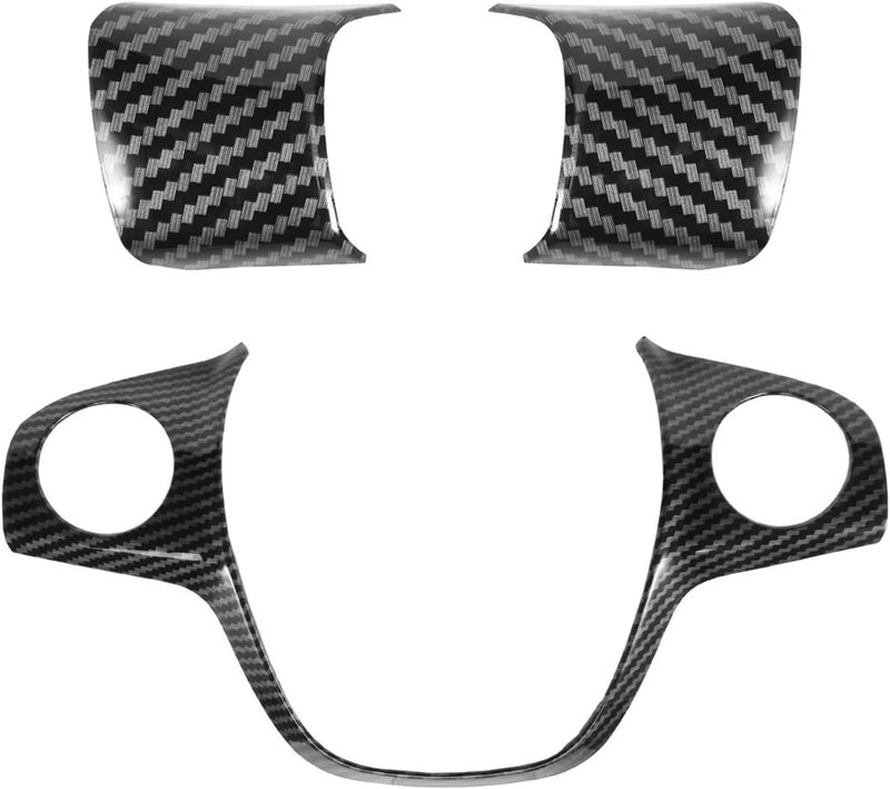 QASULER 3PCS Carbon Fiber Steering Wheel Cover Trim - Image 3