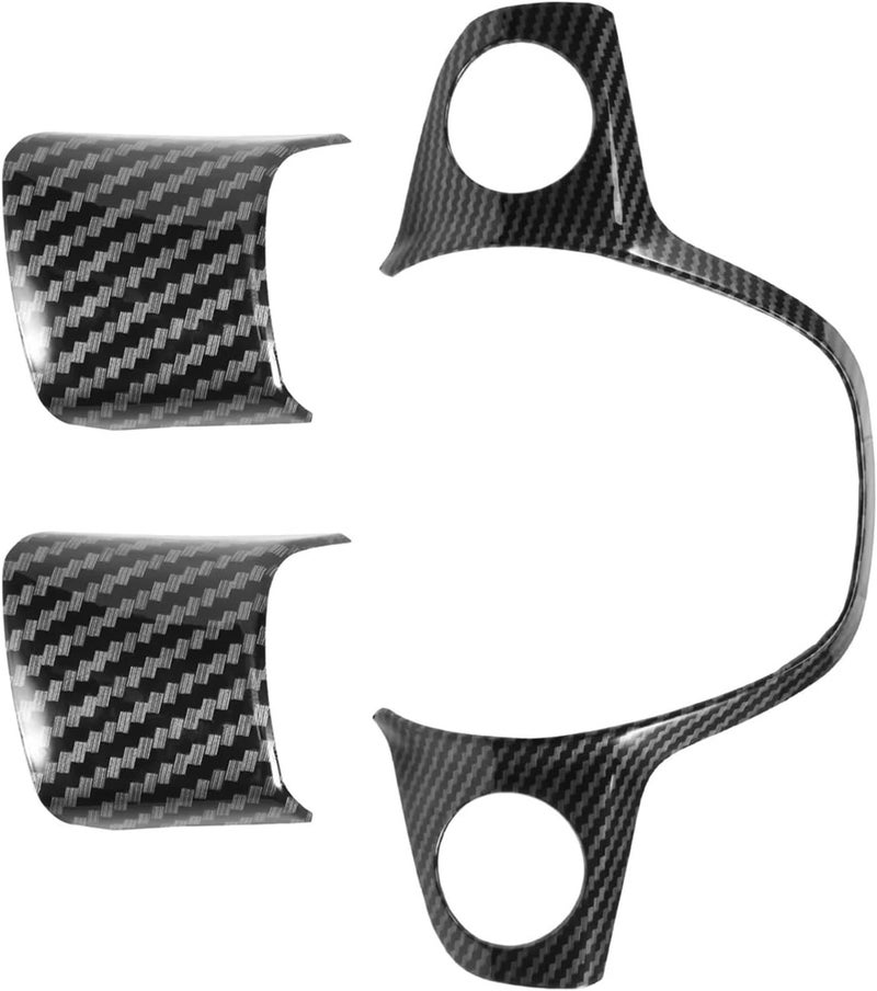 QASULER 3PCS Carbon Fiber Steering Wheel Cover Trim - Image 2