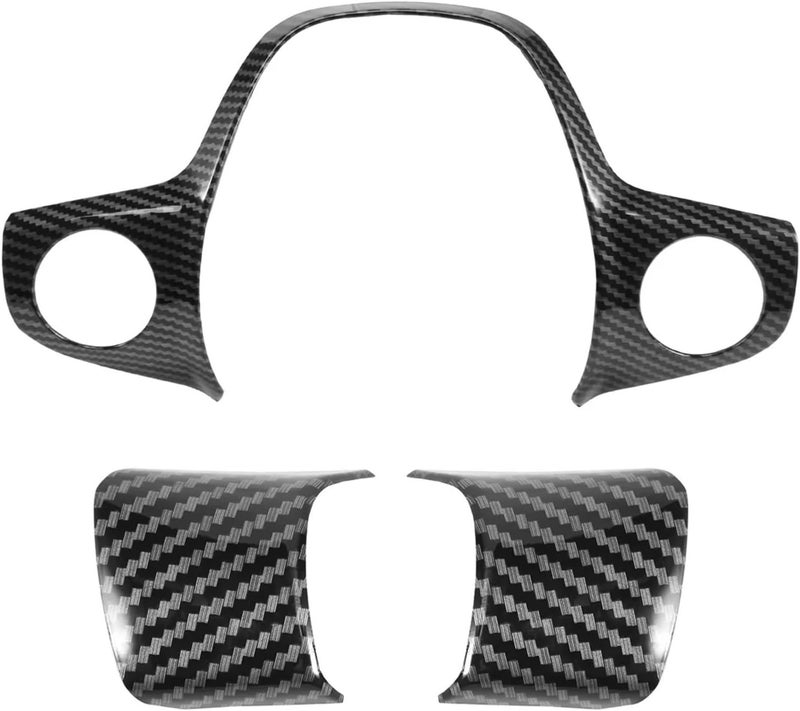 QASULER 3PCS Carbon Fiber Steering Wheel Cover Trim - Image 1