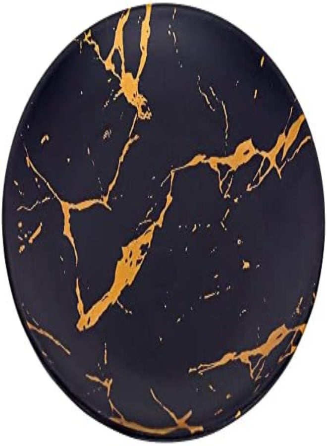 AKDC Harmony Melamine Round Dinner Plate 8" Inch, Classic Rustic Matte Finish In Black Color With Orange Paint Design Texture Serving Rice, Pasta, Dessert, Salad, Fruits Kitchen Dining Home Tableware 20Cm - Image 1