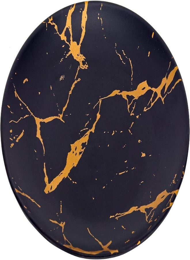 AKDC Harmony Melamine Round Dinner Plate 8" Inch, Classic Rustic Matte Finish In Black Color With Orange Paint Design Texture Serving Rice, Pasta, Dessert, Salad, Fruits Kitchen Dining Home Tableware 20Cm - Image 2