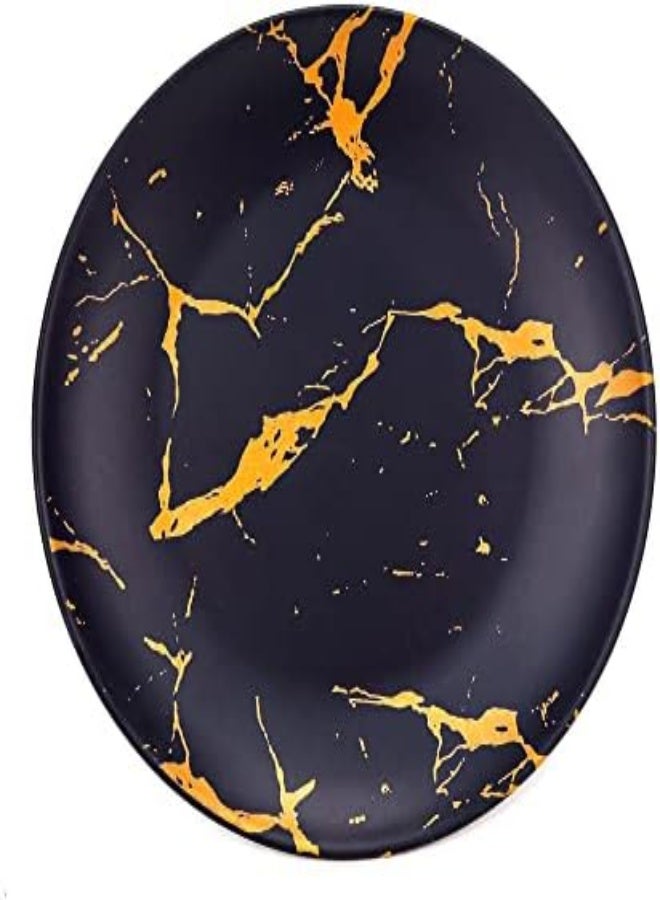 AKDC Harmony Melamine Round Dinner Plate 8" Inch, Classic Rustic Matte Finish In Black Color With Orange Paint Design Texture Serving Rice, Pasta, Dessert, Salad, Fruits Kitchen Dining Home Tableware 20Cm - Image 3