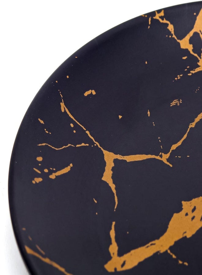 AKDC Harmony Melamine Round Dinner Plate 8" Inch, Classic Rustic Matte Finish In Black Color With Orange Paint Design Texture Serving Rice, Pasta, Dessert, Salad, Fruits Kitchen Dining Home Tableware 20Cm - Image 4