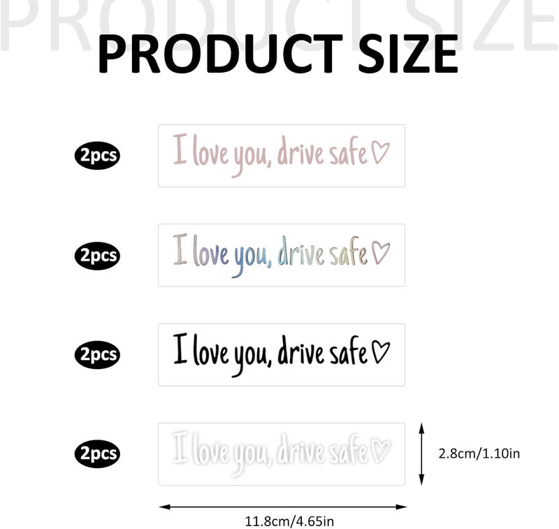 PKRFCJ 8PCS Drive Safe Mirror Sticke,I Love You Drive Safe,Cute Drivesafe Car Window Decals,Funny Rearview Mirrordecal,Suitable for Car Window Mirrors Small apartment fit - Image 2