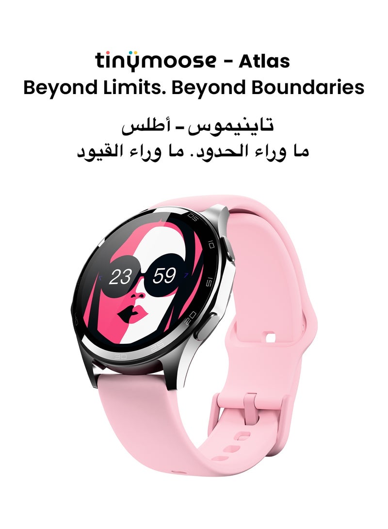 TinyMoose Atlas Smartwatch | Super HD AMOLED 1.43 inch Display, Built-In GPS, AI-Powered Fitness Tracking, 15-Day Battery Life, Heart Rate & SpO2 Monitor, 30M Water Resistant, Bluetooth Calling, Super Responsive Touchscreen, for Android & iOS – Shadow Pink - Image 2