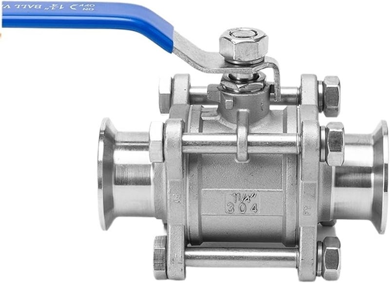 صمام كرة من الفولاذ المقاوم للصدأ 304 للتثبيت السريع، مقبض يدوي، DN15 50 5 مقاس 304 - Image 1