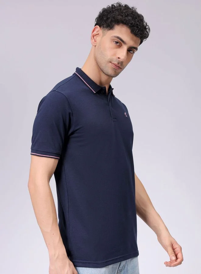 The Indian Garage Co Men Slim Fit Solid Polo Collar Tshirt