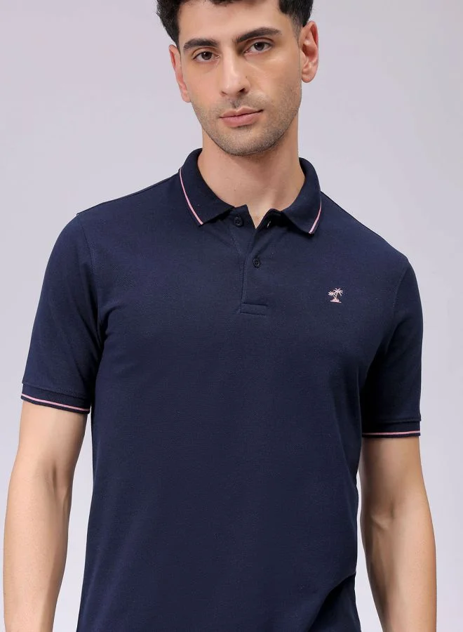 The Indian Garage Co Men Slim Fit Solid Polo Collar Tshirt