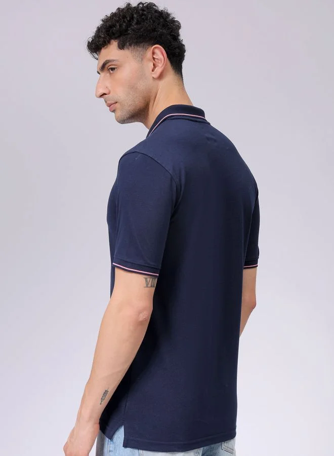 The Indian Garage Co Men Slim Fit Solid Polo Collar Tshirt