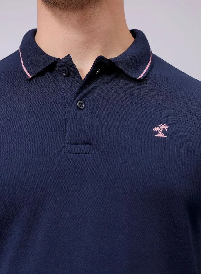 The Indian Garage Co Men Slim Fit Solid Polo Collar Tshirt