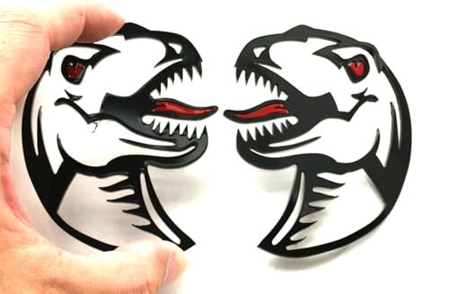 DecalRoom Pair New Velociraptor 3D Badge Emblems Right Left Decals Sticker Replacement for Raptor Universal Truck SUV Side Rear Front Hood Trunk Door Motorcycle (Black Red) - Image 3