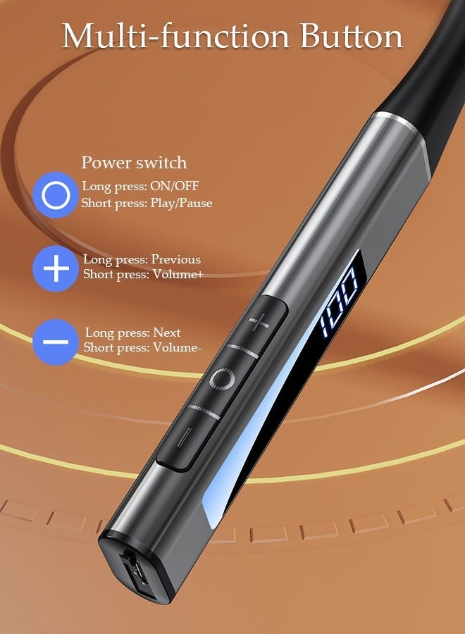 DUNISO Wireless Neckband Bluetooth Headphones with LED Power Display Sweatproof Sport Headsets with HIFI Stereo Sound and Game Mode Wireless Earphones for Gym Running Driving - Image 5