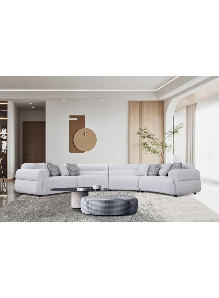 ليلت للأثاث طقم كنب دائري رمادي - 68x110x138 سم - Image 1