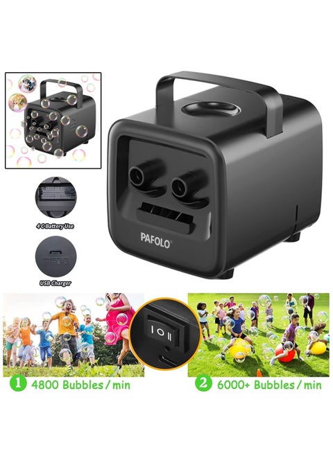 Electric Soap Bubble Machine with Dual Nozzles & 2 Speeds – USB Type-C Powered, Safe 5V Operation – Portable Automatic Bubble Maker for Kids, Parties, and Outdoor Fun