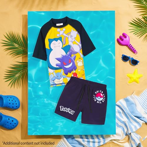 Get Trend Pokemon Bathing Suit Set for Boys Teens 2 Pcs Swim Trunks Rash Guard (7-8 Years, Black Pokemon) - Image 5