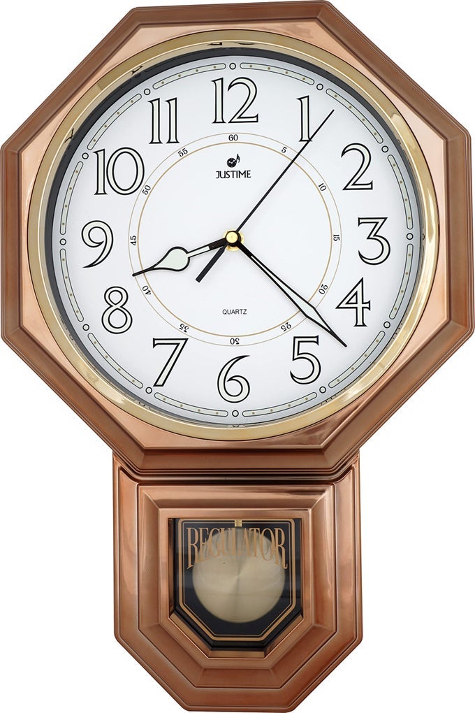 TRADITIONAL SCHOOLHOUSE LUMINIOUS ARABIC REGULATOR WALL CLOCK CHIMING WALL CLOCKS WITH PENDULUM WESTMINSTER CHIME HOURLY SCHOOLHOUSE WALL DECOR BATTERY OPERATED VINTAGE COPPER