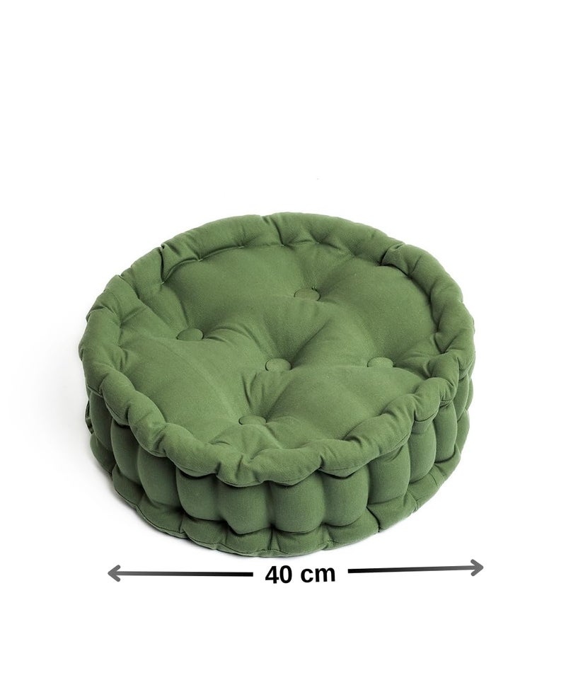 SKANDA FAB Polyester Premium HandPlotted Reversible Round Floor Cushion Leopard Green 40 X 40 X 8 Cm Pack Of 1 - Image 3